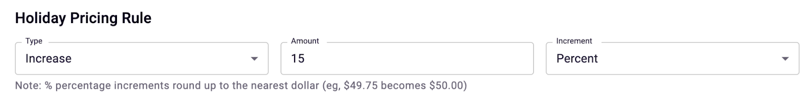 Holiday Pricing Rule