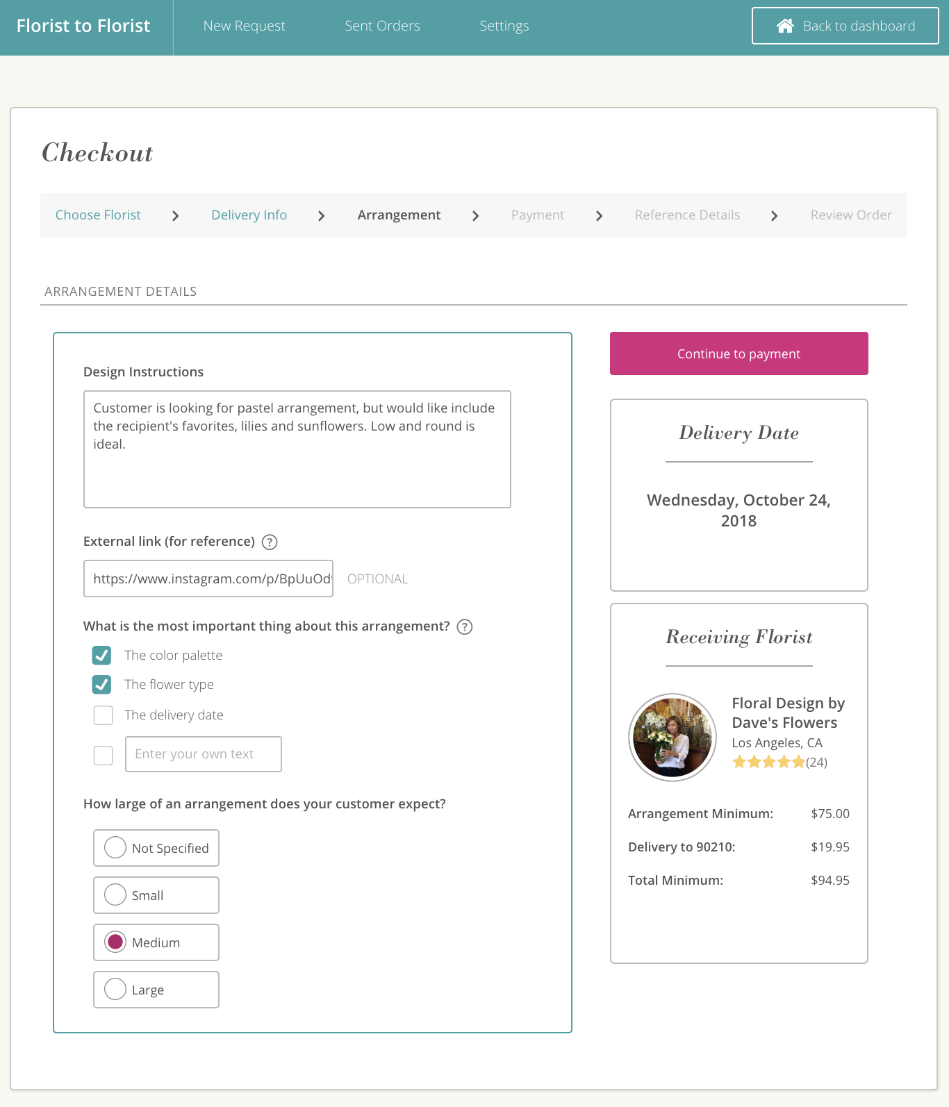 Sending Florist to Florist Orders